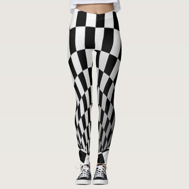 Legging Ilusão de Vórtice Preto e Branco (Frente)
