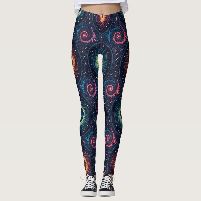Legging Ilusão Liquid Galaxy | Gradiente Surreal Sem Costu (Frente)