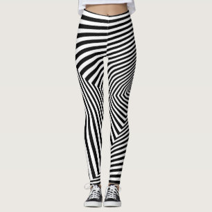 Legging Ilusões Ópticas: Abstrato Geométrico em Striped.