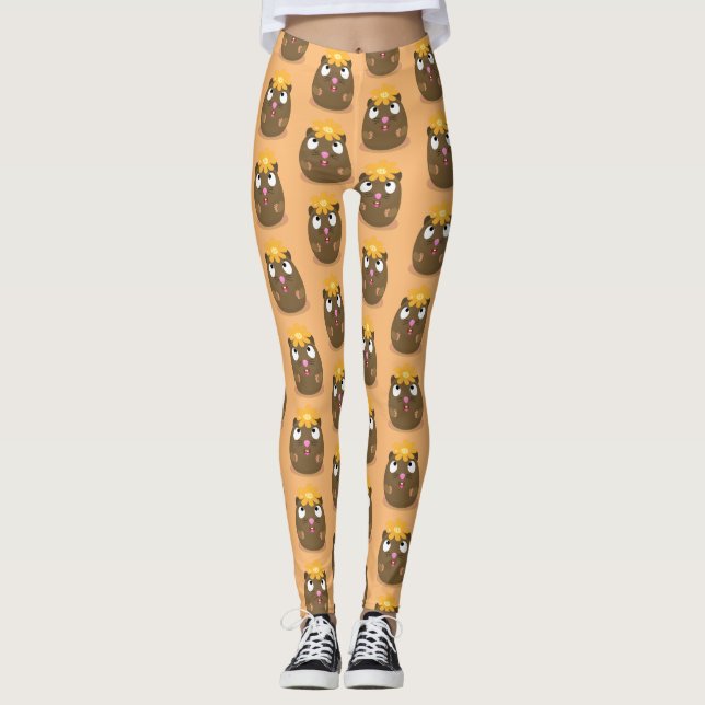 Legging Ilustração animada feliz cota-guiné (Frente)