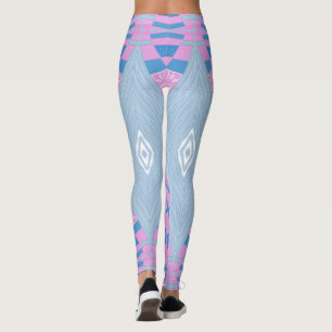 Legging Ilustração Bohemian Chintz Azul Cor-de-Rosa Branco