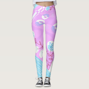 Legging Ilustração Bohemian Chintz Lilac Blue Claret