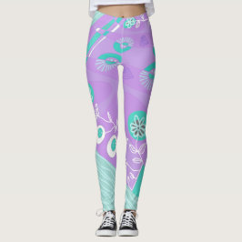 Legging Ilustração Bohemian Chintz Lilac Spearmint White