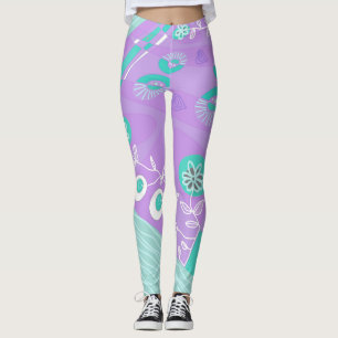 Legging Ilustração Bohemian Chintz Lilac Spearmint White