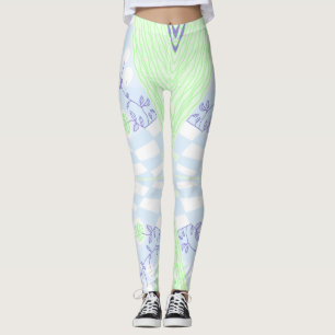 Legging Ilustração Bohemian Chintz Pastel Blue Green