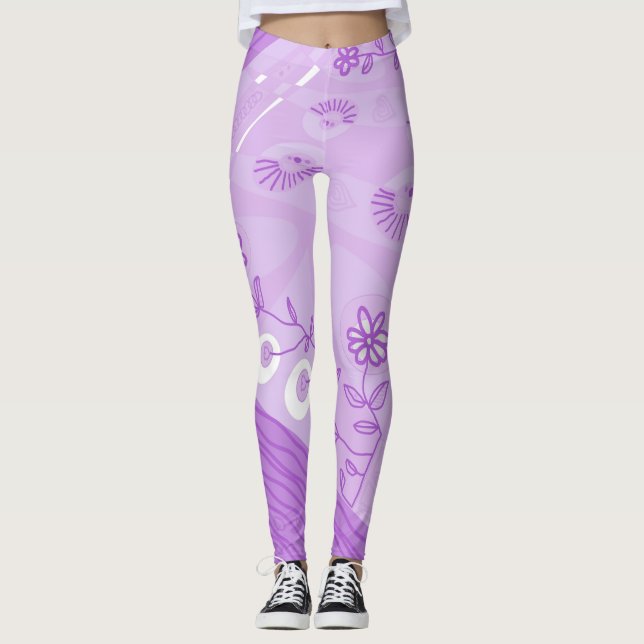 Legging Ilustração Bohemian Chintz Pastel Lilac (Frente)