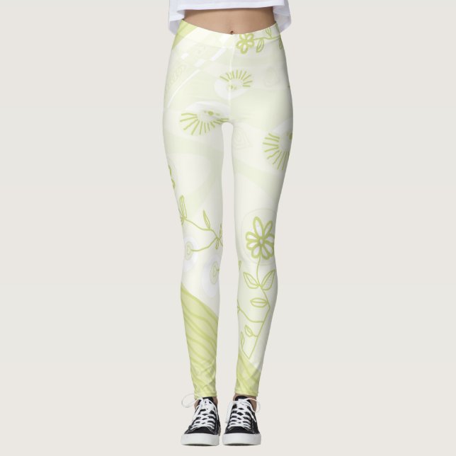 Legging Ilustração Bohemian Chintz Pastel Pear Green (Frente)