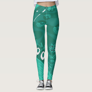 Legging Ilustração Bohemian Chintz Verdant Green Blue
