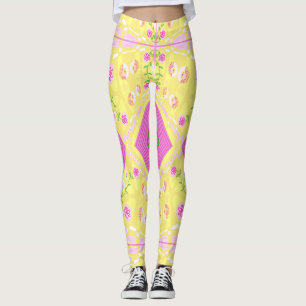 Legging Ilustração Chintz Boêmia Amarelo Verde Rosa