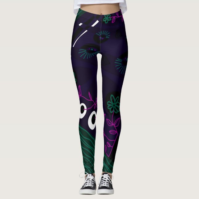 Legging Ilustração Chintz Bohemian Indigo Green Magenta (Frente)