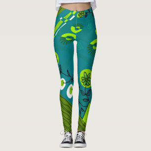 Legging Ilustração Chintz Bohemian Verde Preto 2