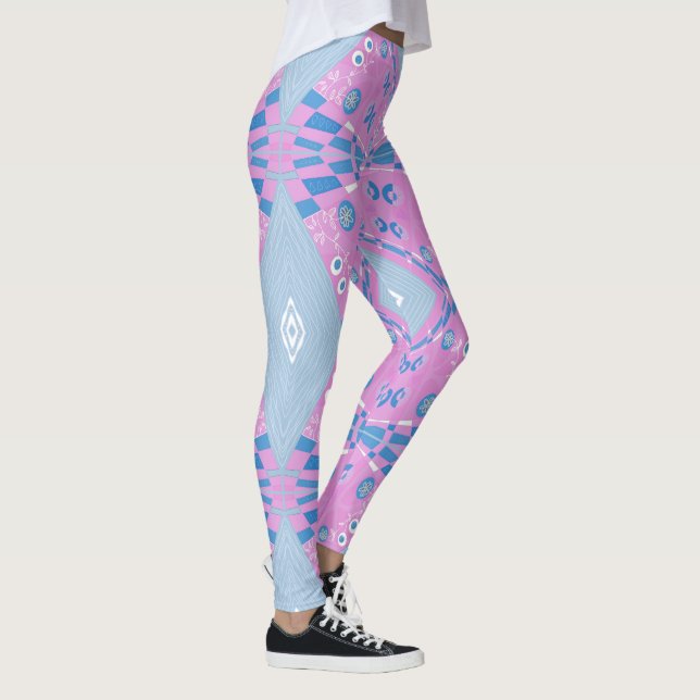 Legging Ilustração Chintz Bohemiana Azul Cor-de-Rosa 3 (Direita)