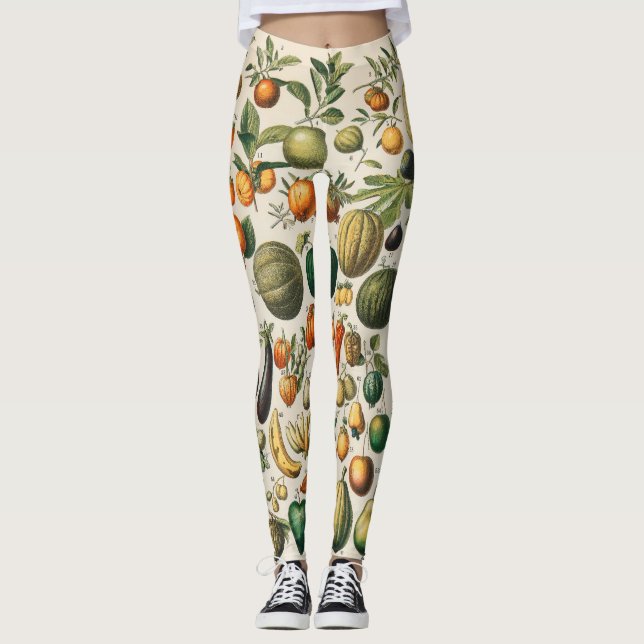Legging Ilustração Científica Botânica Vegetal fruta (Frente)