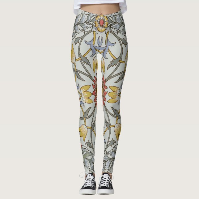 Legging Ilustração da Flor do Círculo Floral William Morri (Frente)