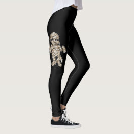 Legging Ilustração da múmia do Halloween em preto