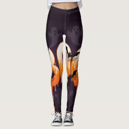 Legging Ilustração da Noite de Halloween