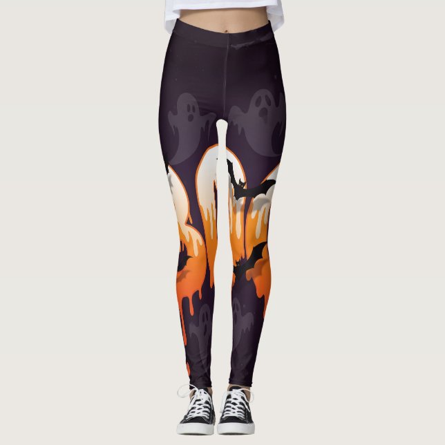 Legging Ilustração da Noite de Halloween (Frente)