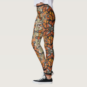 Legging Ilustração das Asas da Borboleta Monarca Laranja