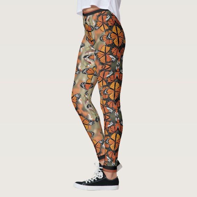 Legging Ilustração das Asas da Borboleta Monarca Laranja (Esquerda)