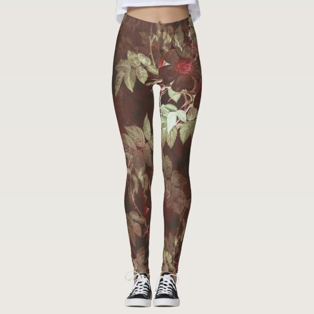 Legging Ilustração das Vinhas Florais De Geminação Elegant (Frente)