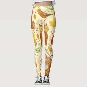 Legging Ilustração de animais florestais ornamentais.