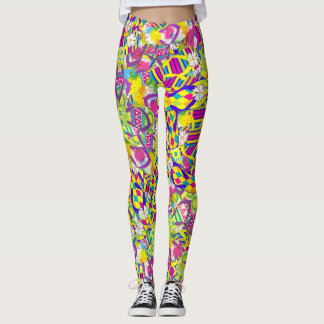 Legging Ilustração de Aquarela, Padrão de Inundação de Sac