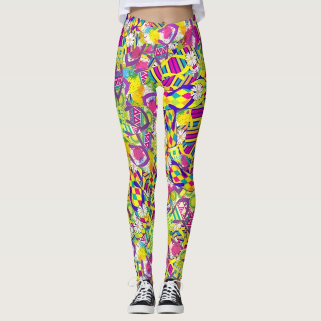 Legging Ilustração de Aquarela, Padrão de Inundação de Sac (Frente)