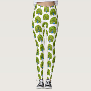 Legging Ilustração de ave pavão brilhante divertida