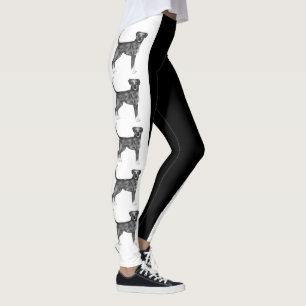 Legging Ilustração de Cachorro Boxer Alemão em Preto e Bra