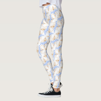 Legging Ilustração de cão pastor floral azul