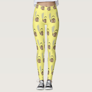 Legging Ilustração de cartoon de chaleira de fogão ou plac