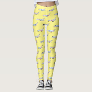 Legging Ilustração de desenho animado a jato privado