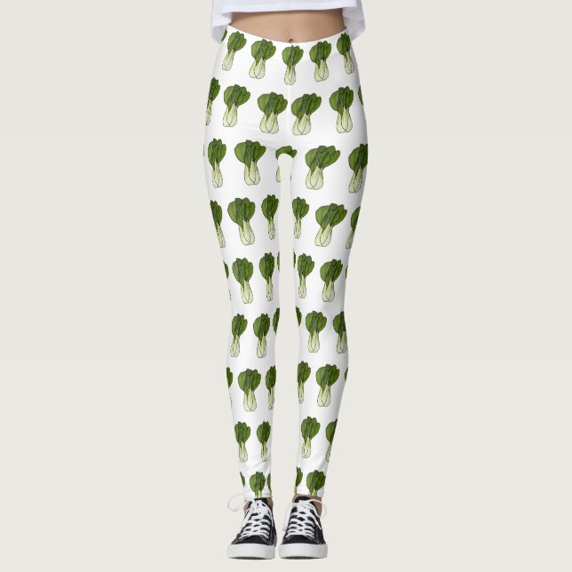 Legging Ilustração de desenho animado Bok choy (Frente)