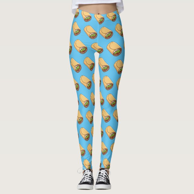 Legging Ilustração de desenho animado burrito (Frente)