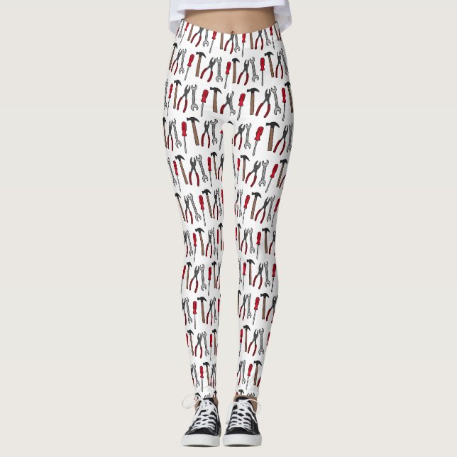 Legging Ilustração de desenho animado com ferramentas de c (Frente)