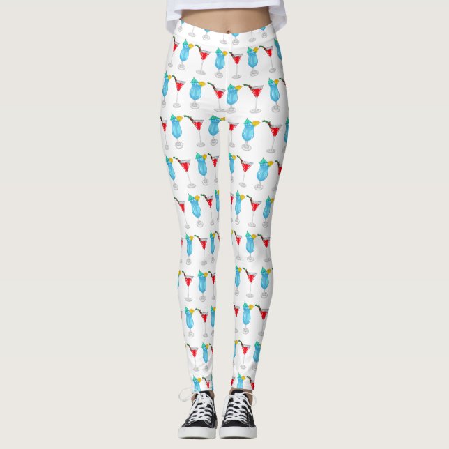 Legging Ilustração de desenho animado coquetel (Frente)
