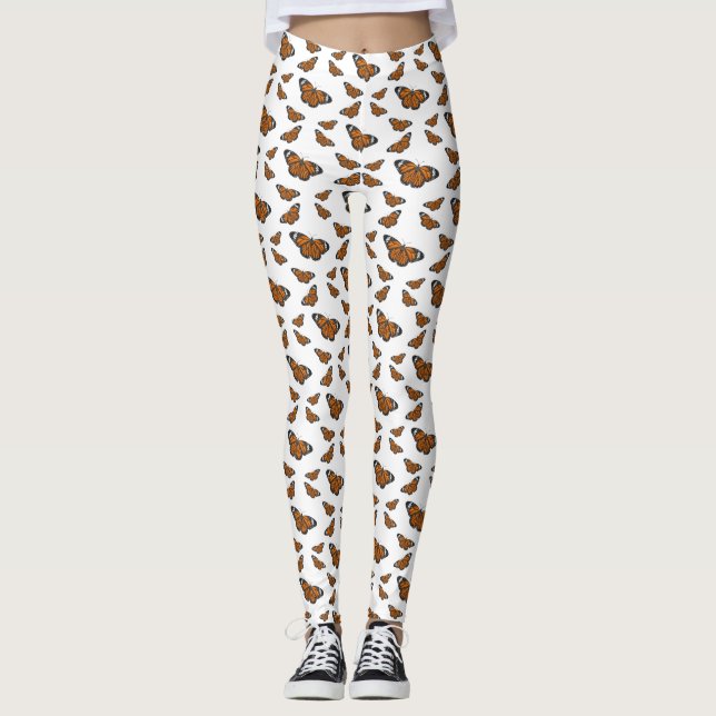 Legging Ilustração de desenho animado da borboleta monarca (Frente)