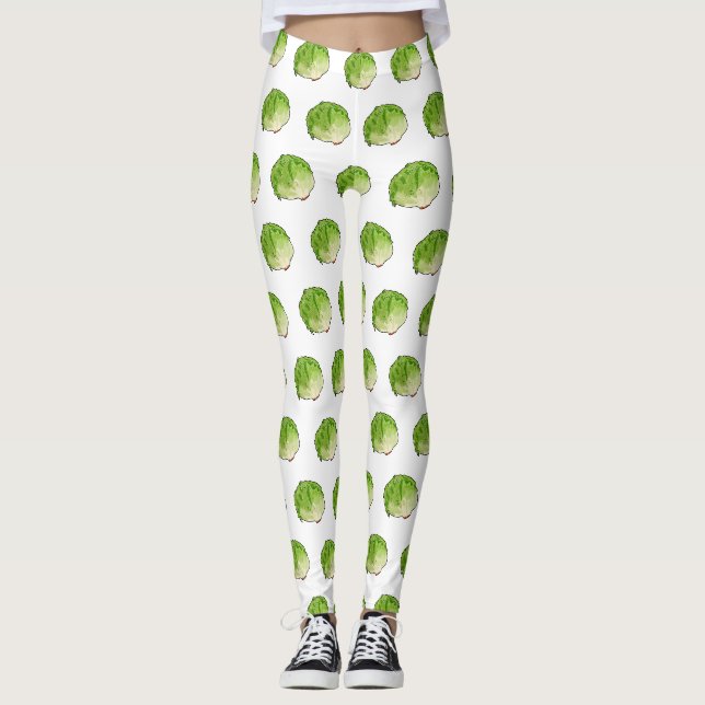 Legging Ilustração de desenho animado de alface (Frente)