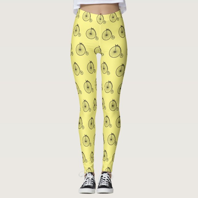 Legging Ilustração de desenho animado de bicicleta de alta (Frente)