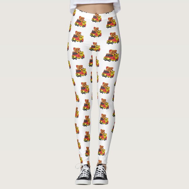 Legging Ilustração de desenho animado de caminhão com comi (Frente)