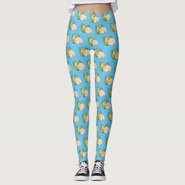 Legging Ilustração de desenho animado de couve-flor (Frente)