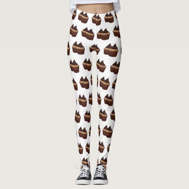 Legging ilustração de desenho animado de cupcake (Frente)