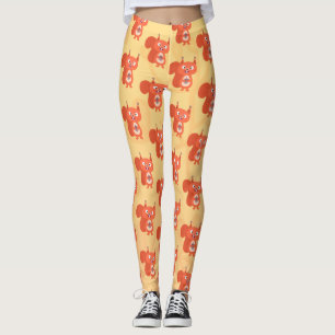 Legging Ilustração de desenho animado de esquilo vermelho