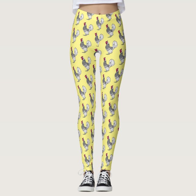 Legging Ilustração de desenho animado de frango Sebright (Frente)