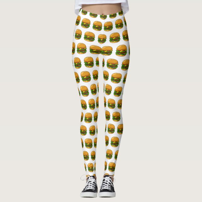 Legging Ilustração de desenho animado de hambúrguer (Frente)
