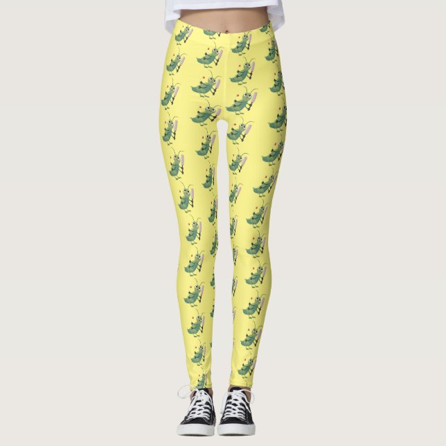 Legging Ilustração de desenho animado de insetos de críque (Frente)