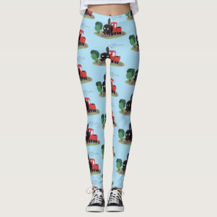 Legging Ilustração de desenho animado de locomotiva de com