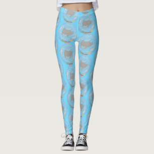 Legging Ilustração de desenho animado de manta-branca e bo
