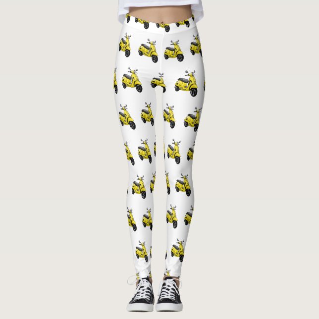 Legging Ilustração de desenho animado de motocicleta (Frente)