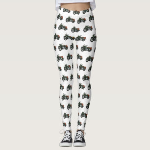 Legging Ilustração de desenho animado de motocicleta milit